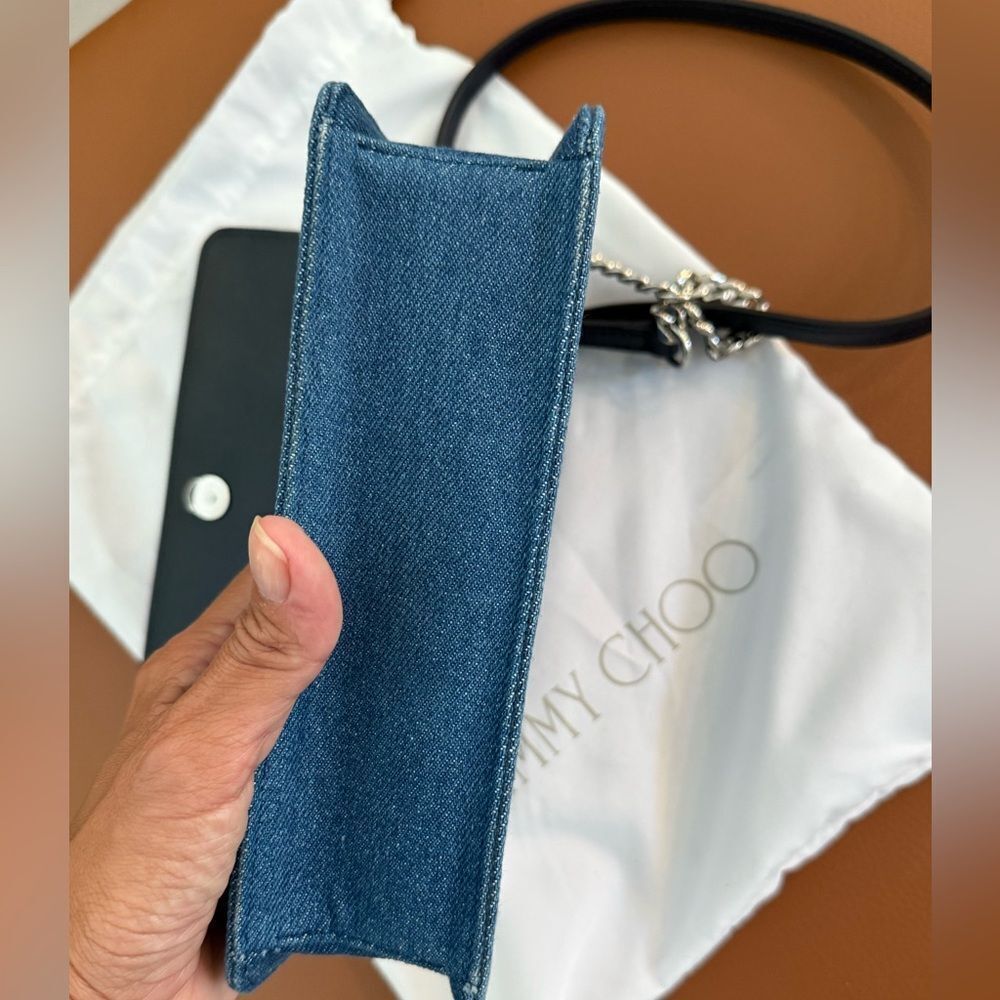 Jimmy Choo Kalina Blue Suede Chain Wallet - Picture 8 of 12